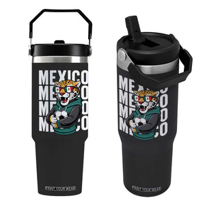 Fierce Mexico Jaguar Soccer Pride Fan Gift Flip Straw Tumbler TS12 One Size: 30 oz Black Print Your Wear