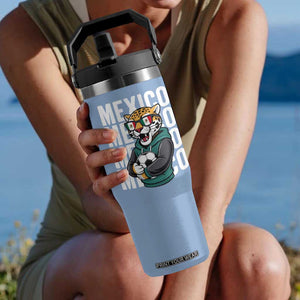 Fierce Mexico Jaguar Soccer Pride Fan Gift Flip Straw Tumbler TS12 One Size: 30 oz Light Blue Print Your Wear