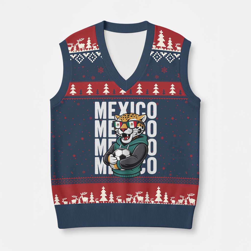 Fierce Mexico Jaguar Soccer Pride Fan Gift V-Neck Knit Sweater Vest TS12 Navy Red Print Your Wear
