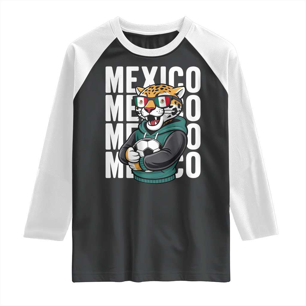 Fierce Mexico Jaguar Soccer Pride Fan Gift Raglan Shirt TS12 Black White Print Your Wear