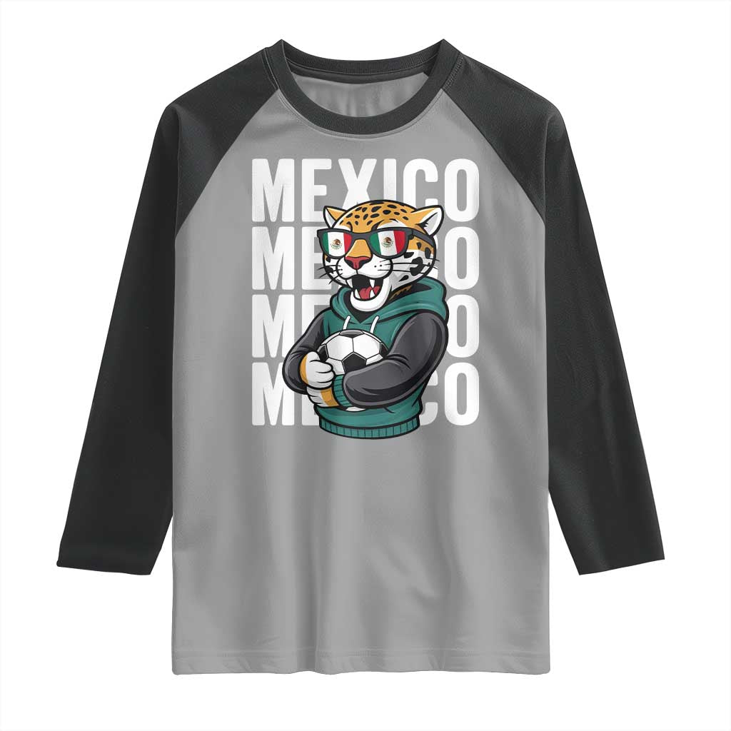 Fierce Mexico Jaguar Soccer Pride Fan Gift Raglan Shirt TS12 Sport Gray Black Print Your Wear