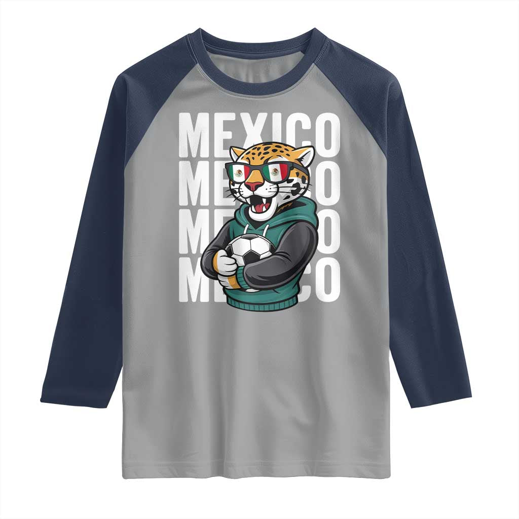 Fierce Mexico Jaguar Soccer Pride Fan Gift Raglan Shirt TS12 Sport Gray Navy Print Your Wear