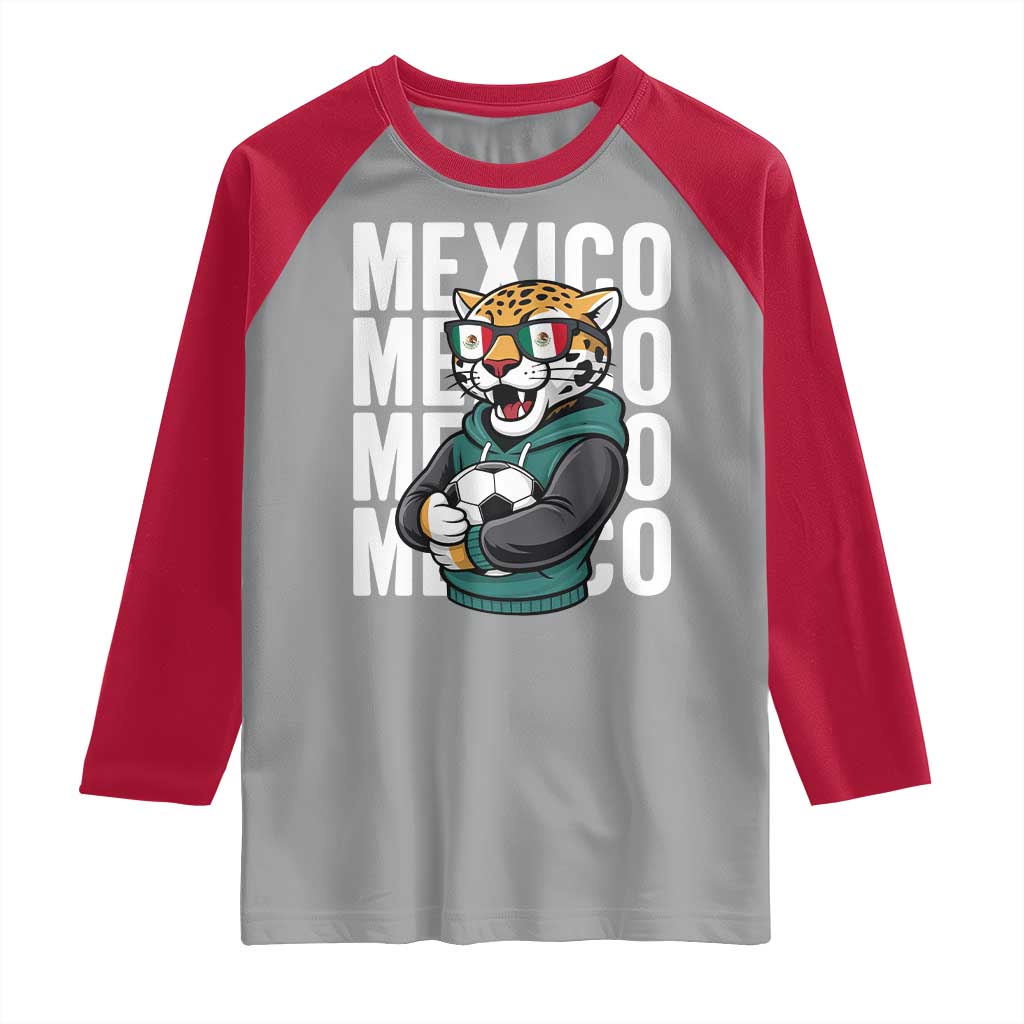 Fierce Mexico Jaguar Soccer Pride Fan Gift Raglan Shirt TS12 Sport Gray Red Print Your Wear