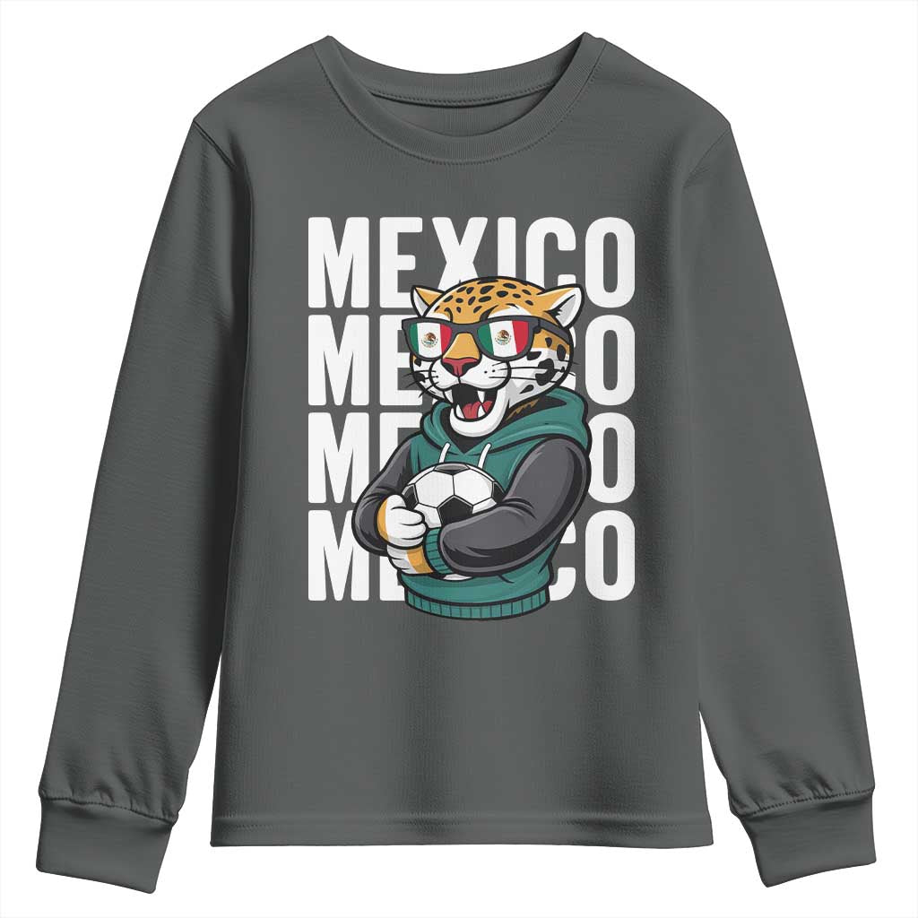 Fierce Mexico Jaguar Soccer Pride Fan Gift Youth Sweatshirt TS12 Dark Heather Print Your Wear