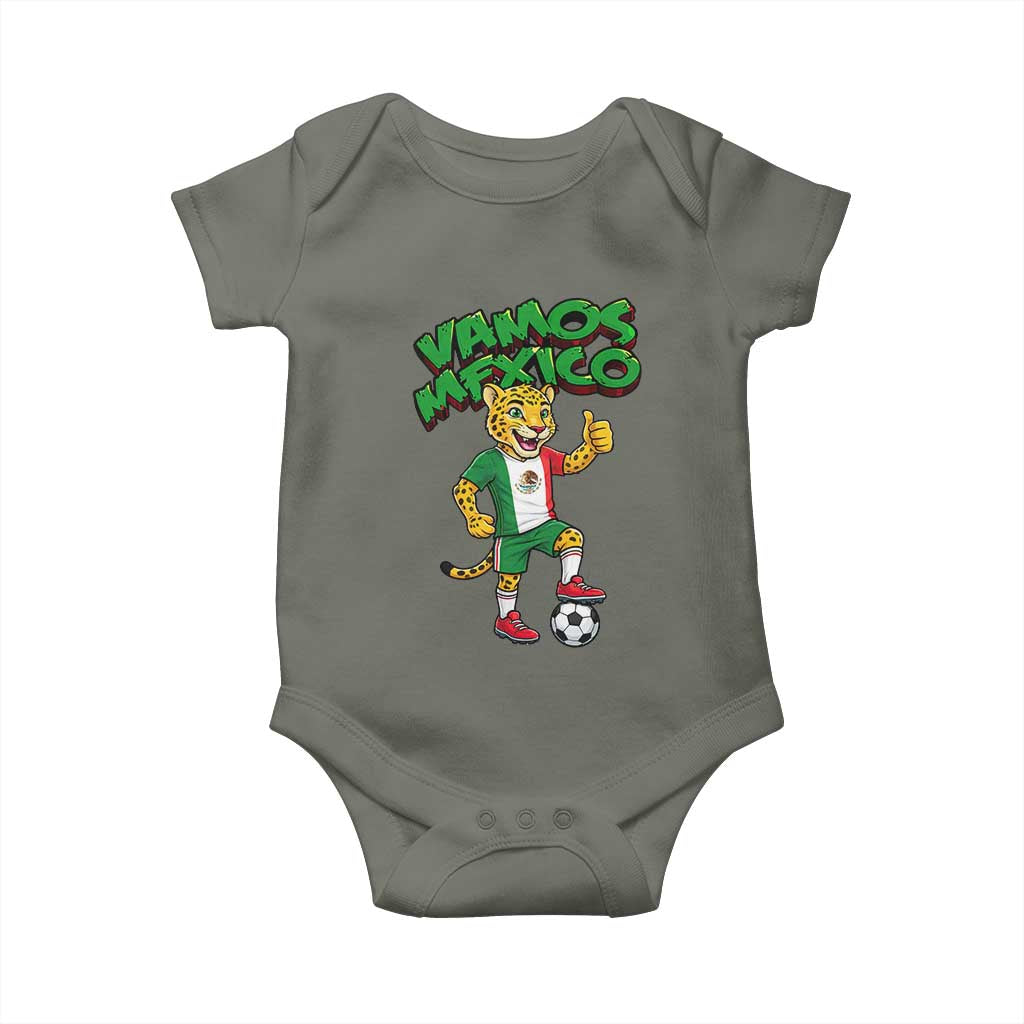 Vamos Mexico Fierce Leopard Baby Onesie Soccer 2026 Fan Gift TS12 Military Green Print Your Wear