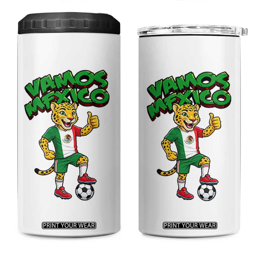 Vamos Mexico Fierce Leopard 4 in 1 Can Cooler Tumbler Soccer 2026 Fan Gift TS12 One Size: 16 oz White Print Your Wear