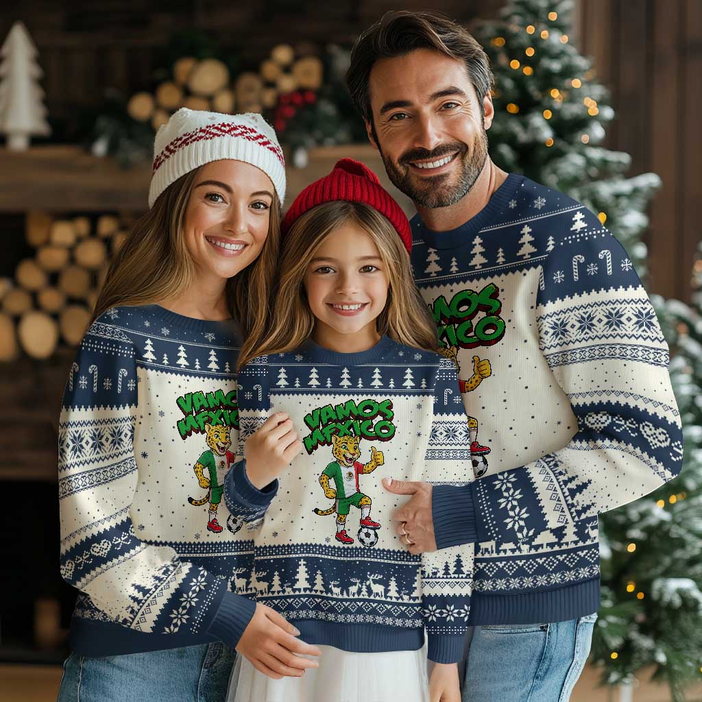 Vamos Mexico Fierce Leopard Ugly Christmas Sweater Soccer 2026 Fan Gift TS12 Beige Navy Print Your Wear