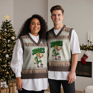 Vamos Mexico Fierce Leopard V-Neck Knit Sweater Vest Soccer 2026 Fan Gift TS12 Mocha Mousse Print Your Wear