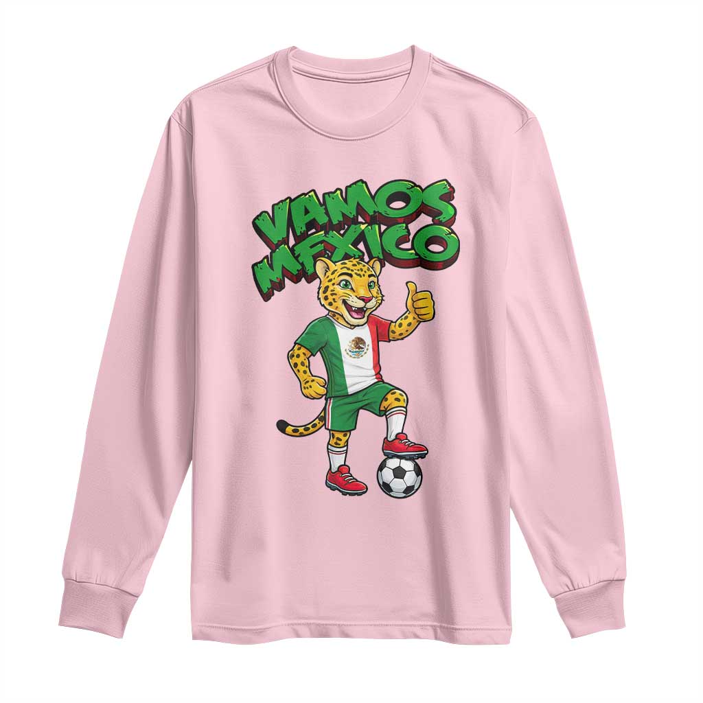 Vamos Mexico Fierce Leopard Long Sleeve Shirt Soccer 2026 Fan Gift TS12 Light Pink Print Your Wear