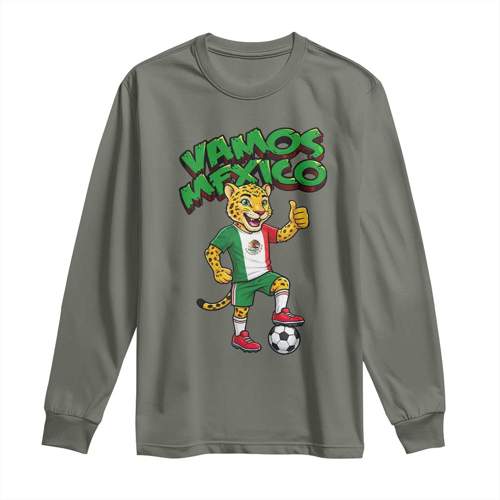 Vamos Mexico Fierce Leopard Long Sleeve Shirt Soccer 2026 Fan Gift TS12 Military Green Print Your Wear