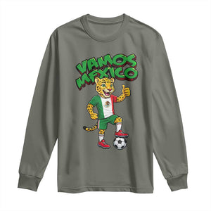 Vamos Mexico Fierce Leopard Long Sleeve Shirt Soccer 2026 Fan Gift TS12 Military Green Print Your Wear