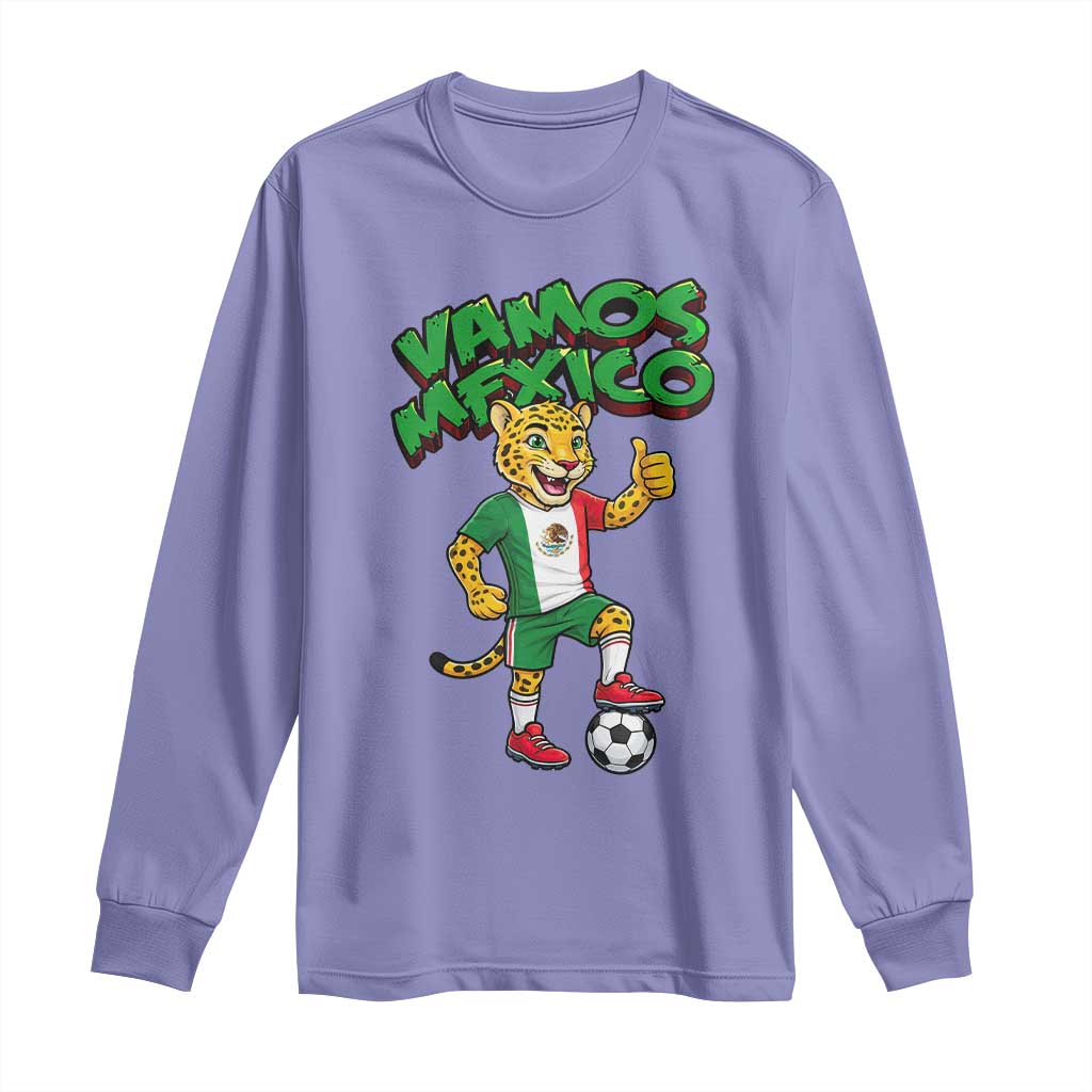 Vamos Mexico Fierce Leopard Long Sleeve Shirt Soccer 2026 Fan Gift TS12 Violet Print Your Wear