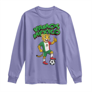 Vamos Mexico Fierce Leopard Long Sleeve Shirt Soccer 2026 Fan Gift TS12 Violet Print Your Wear