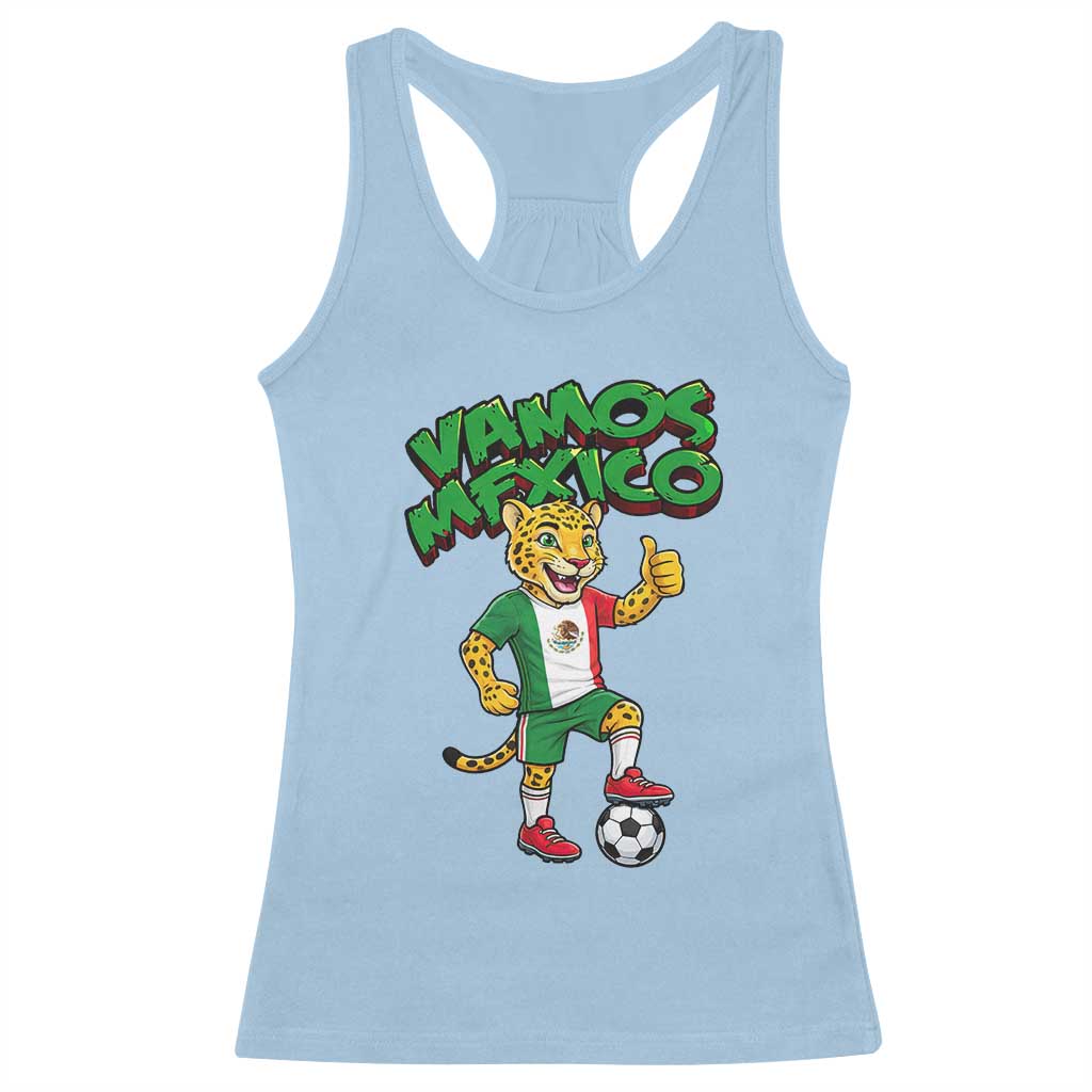 Vamos Mexico Fierce Leopard Racerback Tank Top Soccer 2026 Fan Gift TS12 Light Blue Print Your Wear