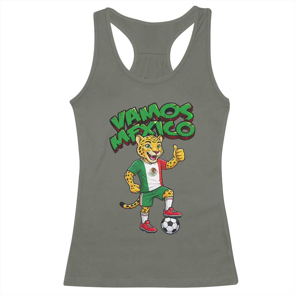 Vamos Mexico Fierce Leopard Racerback Tank Top Soccer 2026 Fan Gift TS12 Military Green Print Your Wear