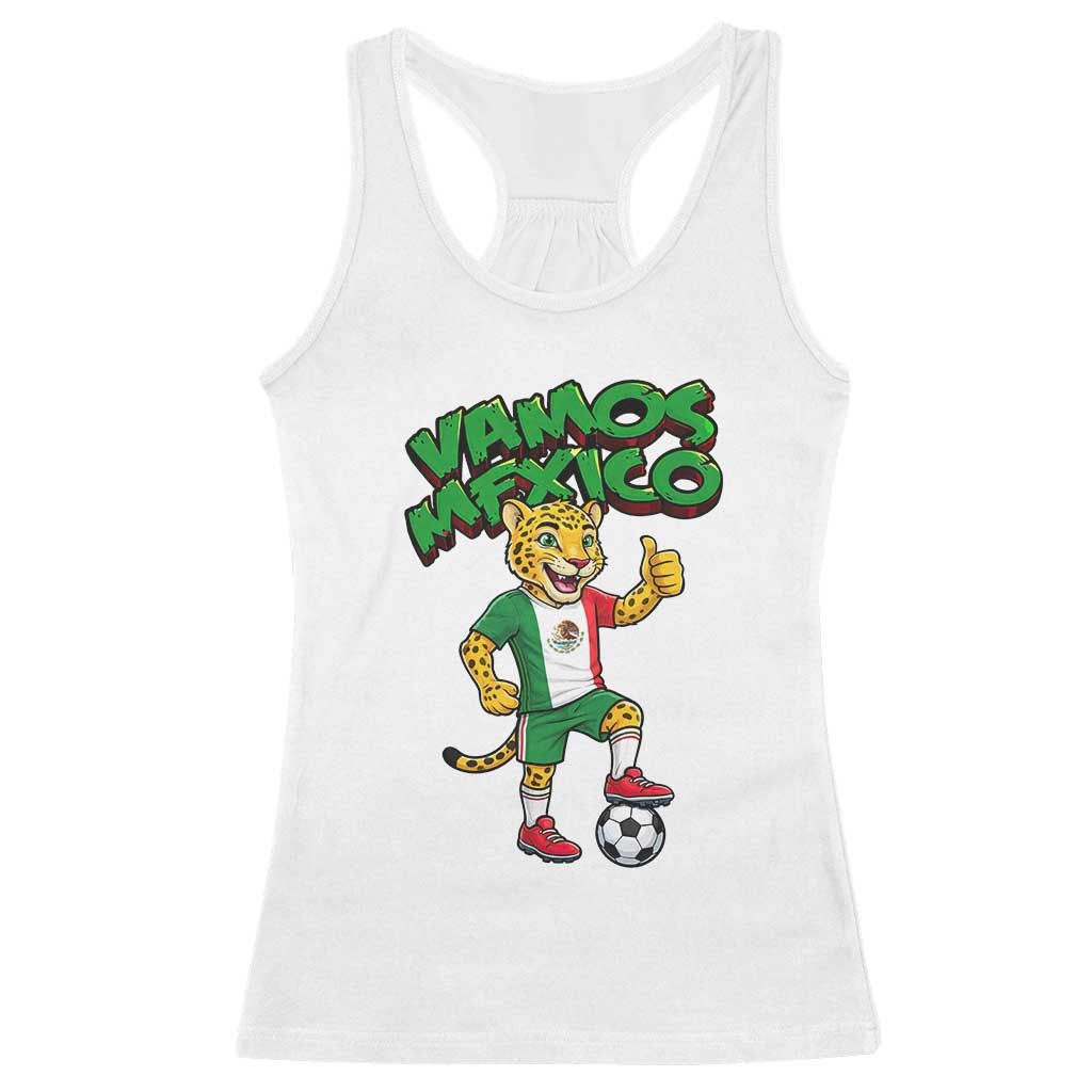 Vamos Mexico Fierce Leopard Racerback Tank Top Soccer 2026 Fan Gift TS12 White Print Your Wear