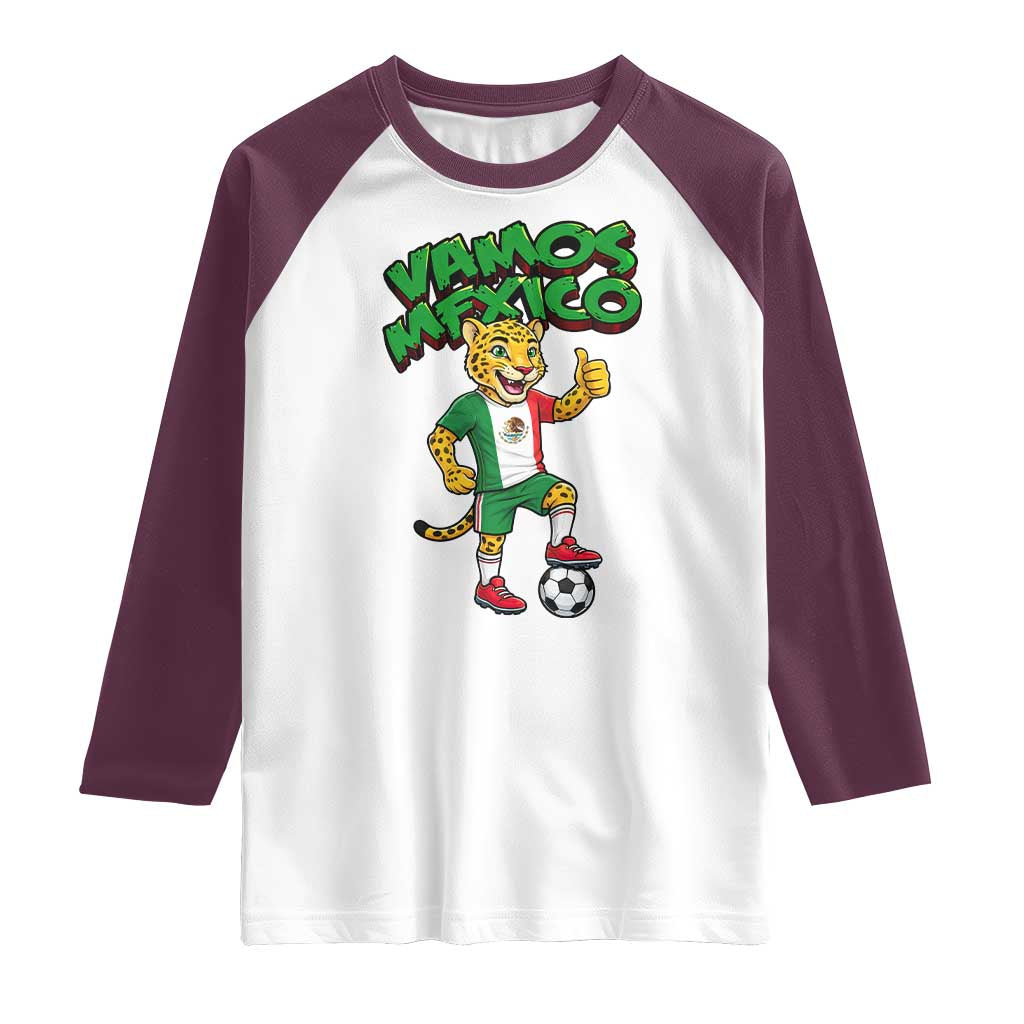 Vamos Mexico Fierce Leopard Raglan Shirt Soccer 2026 Fan Gift TS12 White Maroon Print Your Wear