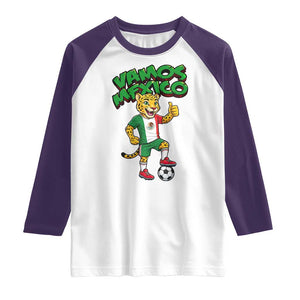 Vamos Mexico Fierce Leopard Raglan Shirt Soccer 2026 Fan Gift TS12 White Purple Print Your Wear