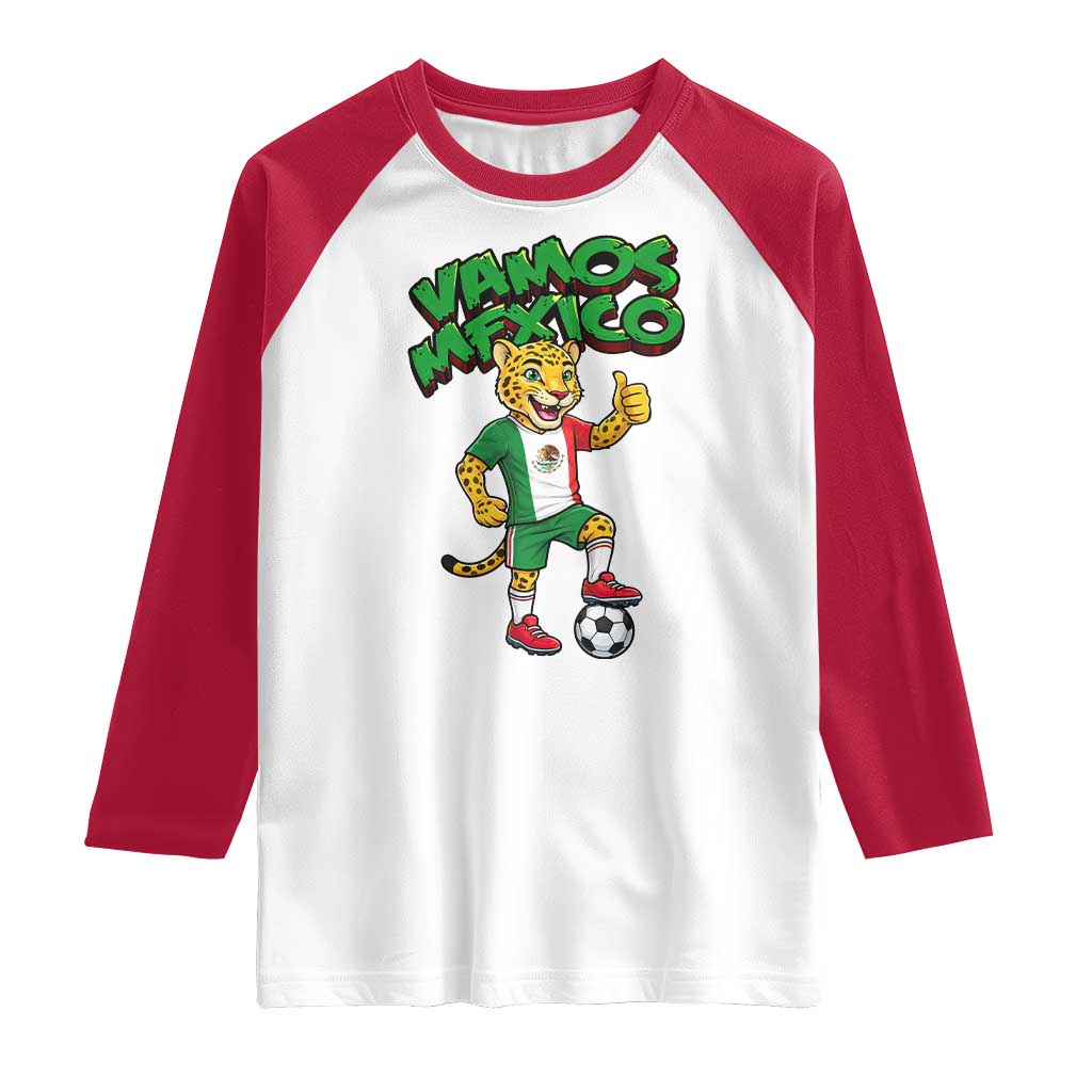 Vamos Mexico Fierce Leopard Raglan Shirt Soccer 2026 Fan Gift TS12 White Red Print Your Wear