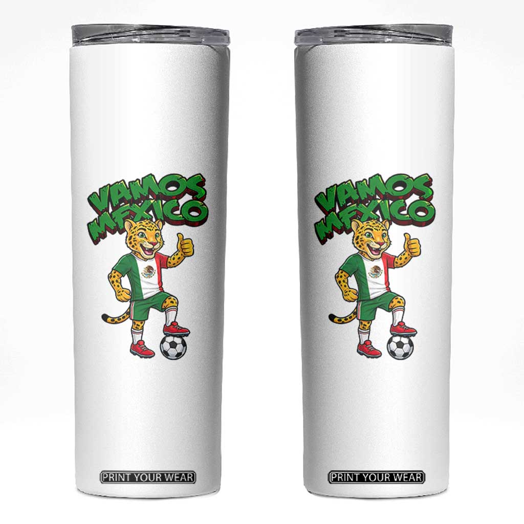 Vamos Mexico Fierce Leopard Skinny Tumbler Soccer 2026 Fan Gift TS12 White Print Your Wear