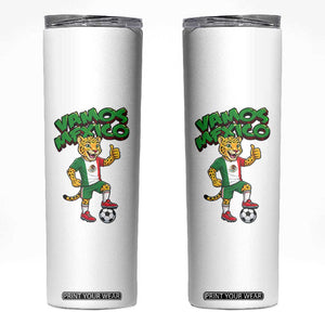 Vamos Mexico Fierce Leopard Skinny Tumbler Soccer 2026 Fan Gift TS12 White Print Your Wear