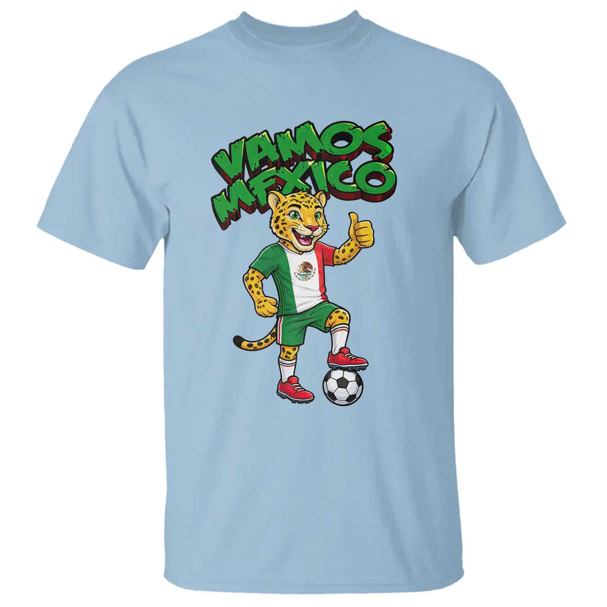 Vamos Mexico Fierce Leopard T Shirt Soccer 2026 Fan Gift TS12 Light Blue Print Your Wear