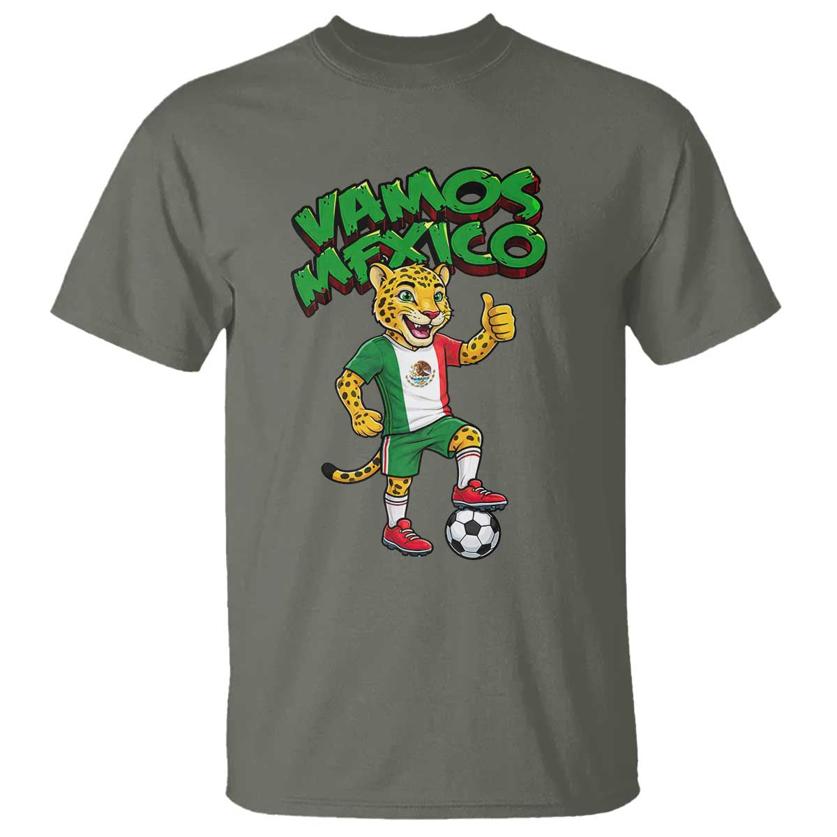 Vamos Mexico Fierce Leopard T Shirt Soccer 2026 Fan Gift TS12 Military Green Print Your Wear