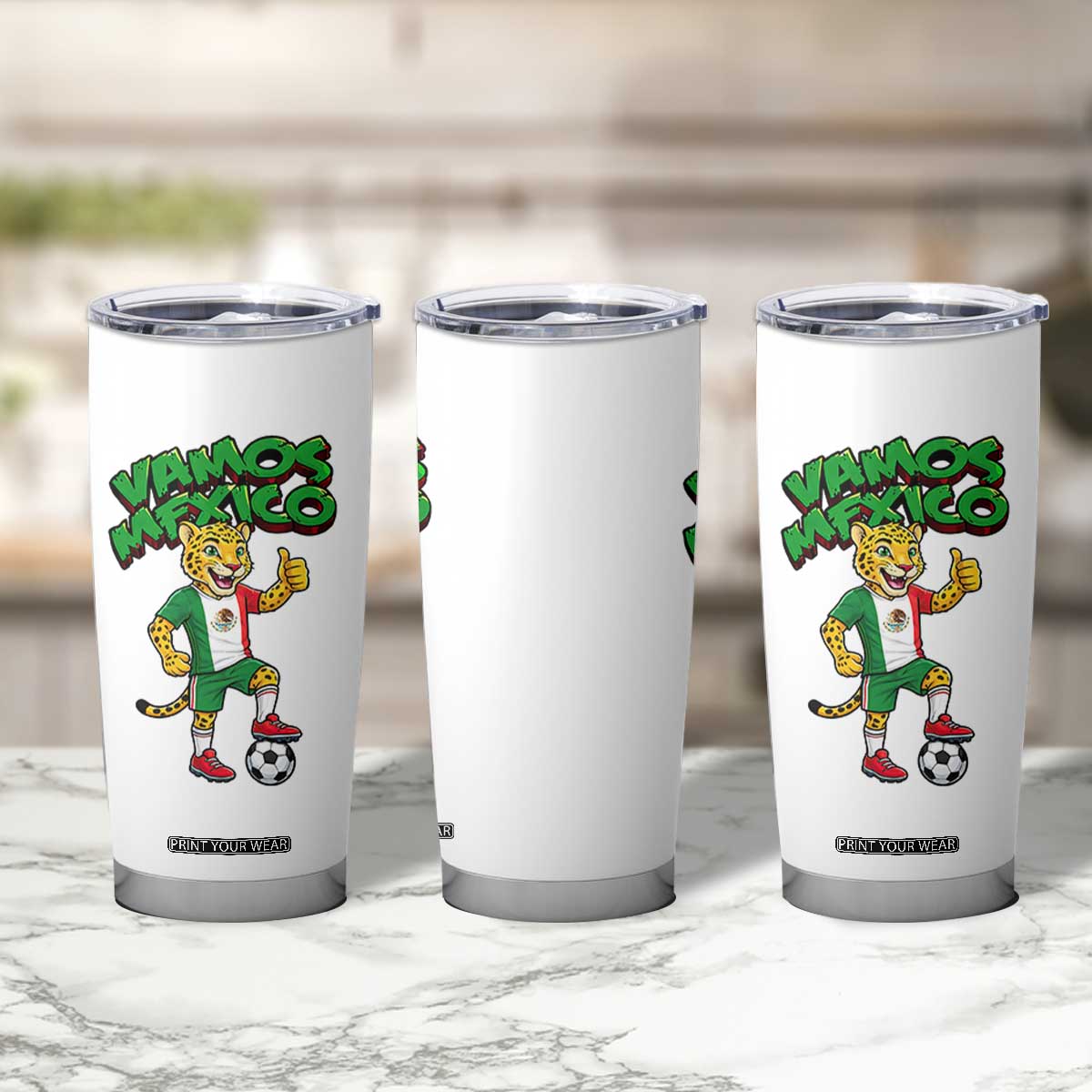 Vamos Mexico Fierce Leopard Tumbler Cup Soccer 2026 Fan Gift TS12 Print Your Wear
