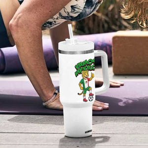 Vamos Mexico Fierce Leopard Tumbler With Handle Soccer 2026 Fan Gift TS12 Print Your Wear