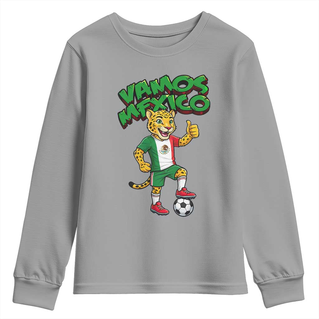 Vamos Mexico Fierce Leopard Youth Sweatshirt Soccer 2026 Fan Gift TS12 Sport Gray Print Your Wear