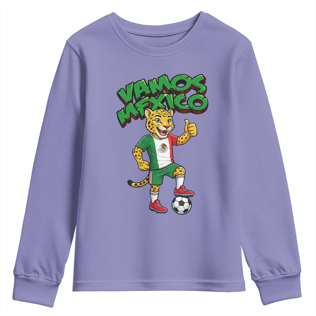 Vamos Mexico Fierce Leopard Youth Sweatshirt Soccer 2026 Fan Gift TS12 Violet Print Your Wear