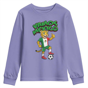 Vamos Mexico Fierce Leopard Youth Sweatshirt Soccer 2026 Fan Gift TS12 Violet Print Your Wear