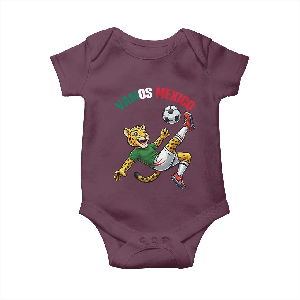 Vamos Mexico Fierce Leopard Soccer 2026 Baby Onesie Mexican Fan Gift TS12 Maroon Print Your Wear