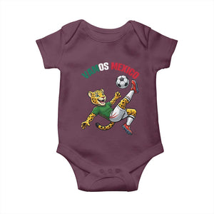 Vamos Mexico Fierce Leopard Soccer 2026 Baby Onesie Mexican Fan Gift TS12 Maroon Print Your Wear