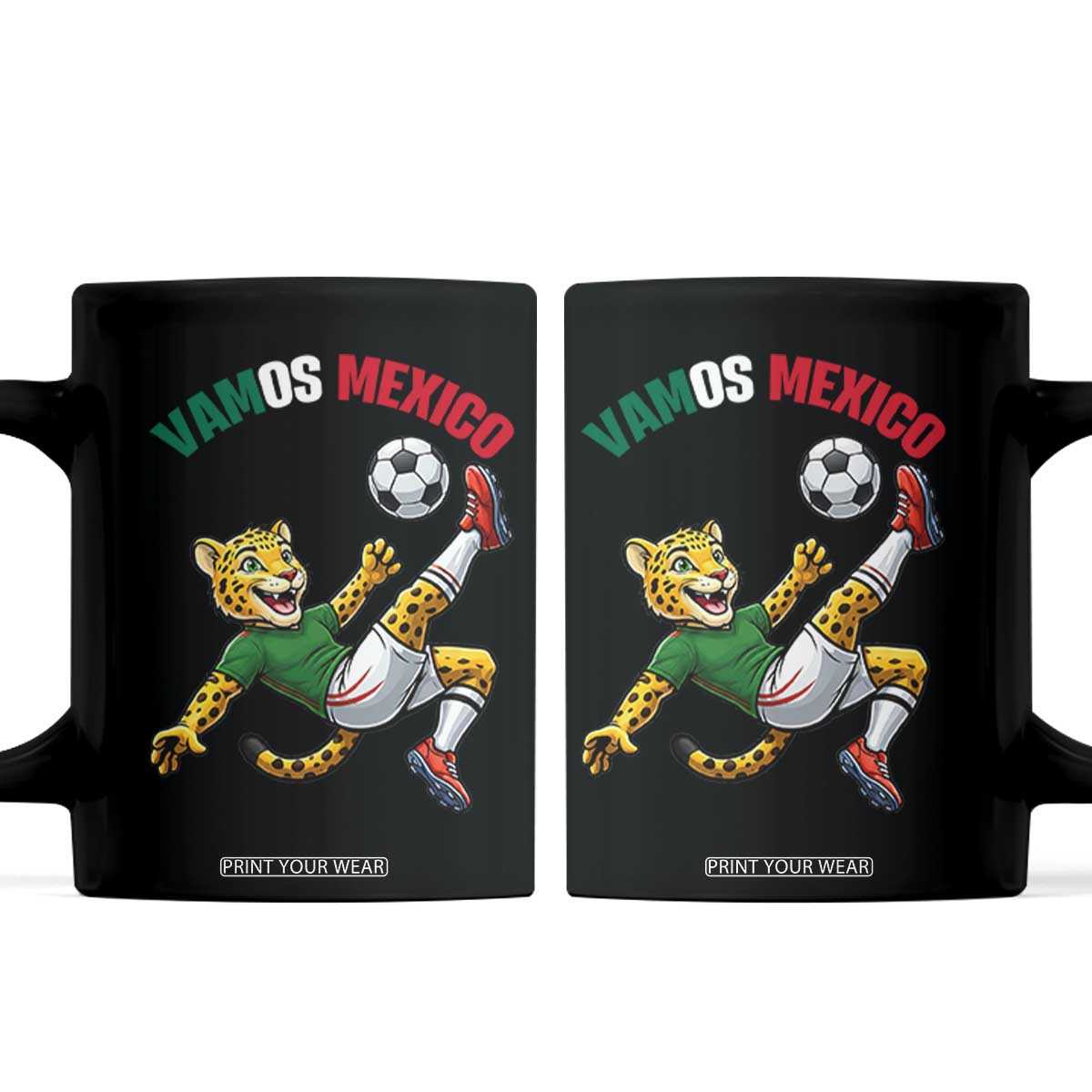 Vamos Mexico Fierce Leopard Soccer 2026 Coffee Mug Mexican Fan Gift TS12 Black Print Your Wear