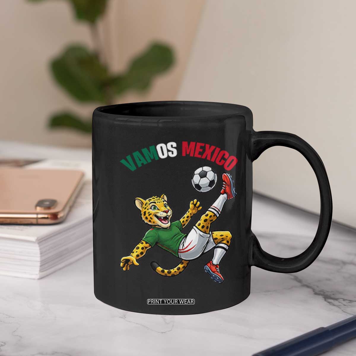 Vamos Mexico Fierce Leopard Soccer 2026 Coffee Mug Mexican Fan Gift TS12 Print Your Wear