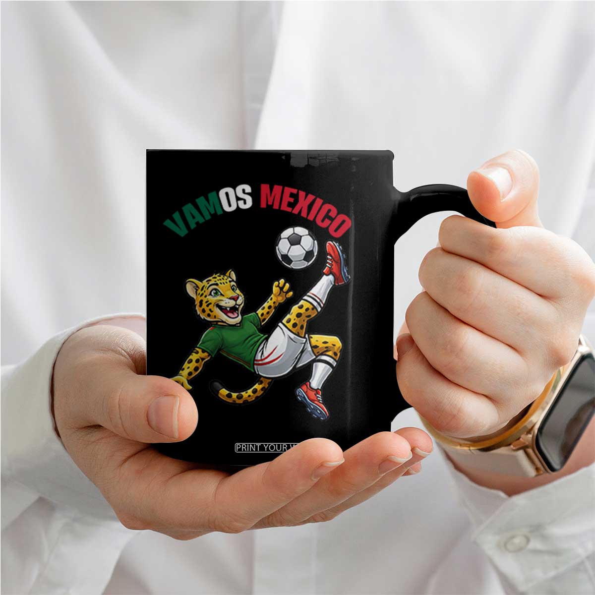 Vamos Mexico Fierce Leopard Soccer 2026 Coffee Mug Mexican Fan Gift TS12 Print Your Wear
