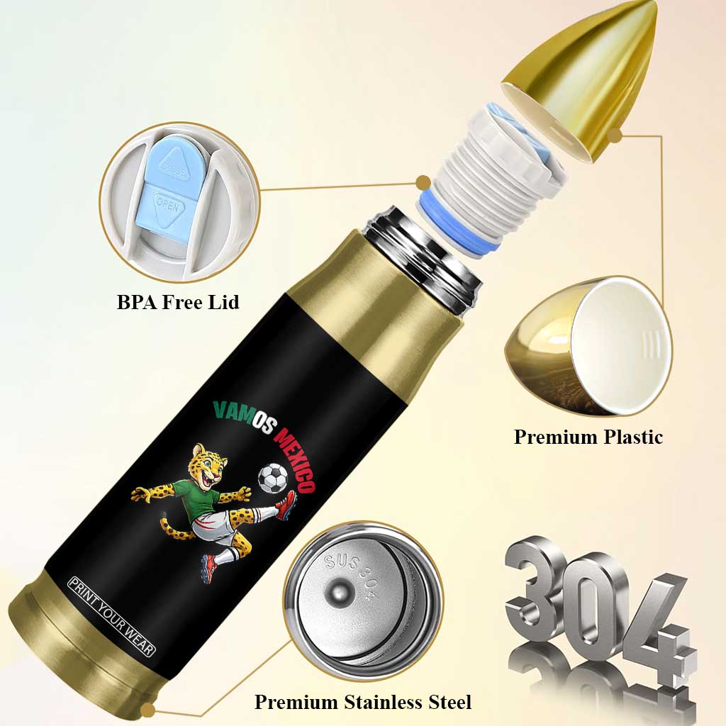 Vamos Mexico Fierce Leopard Soccer 2026 Bullet Tumbler Mexican Fan Gift TS12 Print Your Wear
