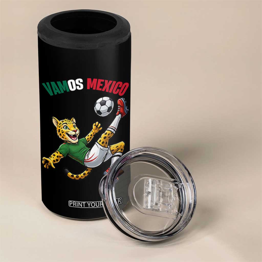 Vamos Mexico Fierce Leopard Soccer 2026 4 in 1 Can Cooler Tumbler Mexican Fan Gift TS12 Print Your Wear
