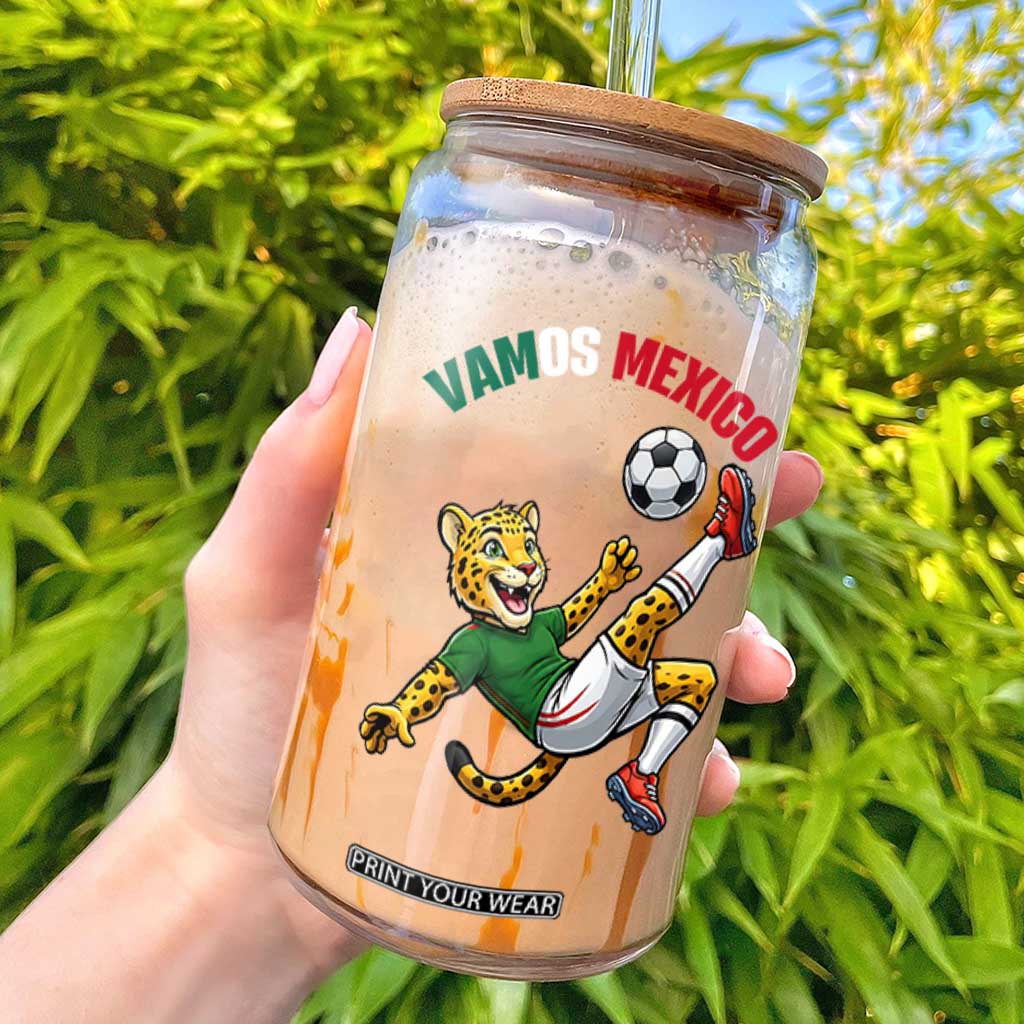 Vamos Mexico Fierce Leopard Soccer 2026 Glass Can Mexican Fan Gift TS12 Black Print Your Wear