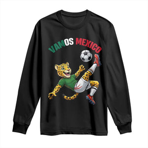 Vamos Mexico Fierce Leopard Soccer 2026 Long Sleeve Shirt Mexican Fan Gift TS12 Black Print Your Wear