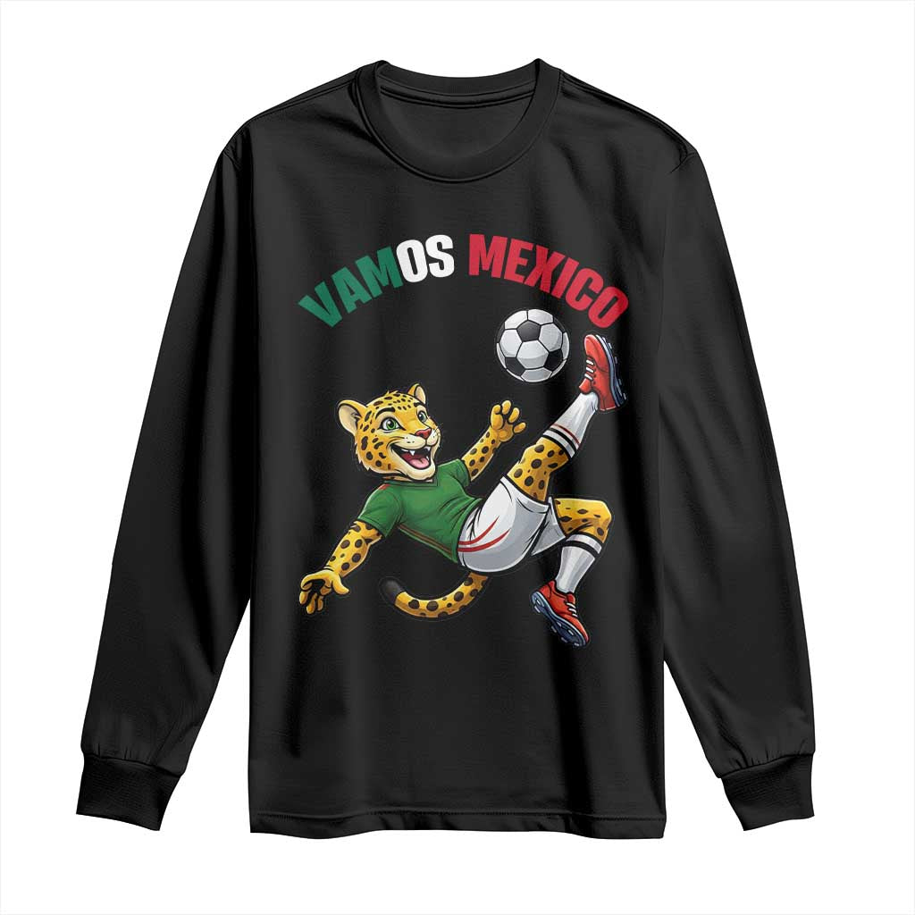 Vamos Mexico Fierce Leopard Soccer 2026 Long Sleeve Shirt Mexican Fan Gift TS12 Black Print Your Wear