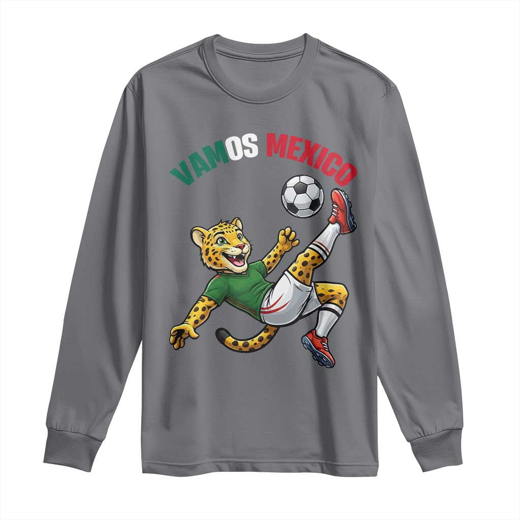Vamos Mexico Fierce Leopard Soccer 2026 Long Sleeve Shirt Mexican Fan Gift TS12 Charcoal Print Your Wear