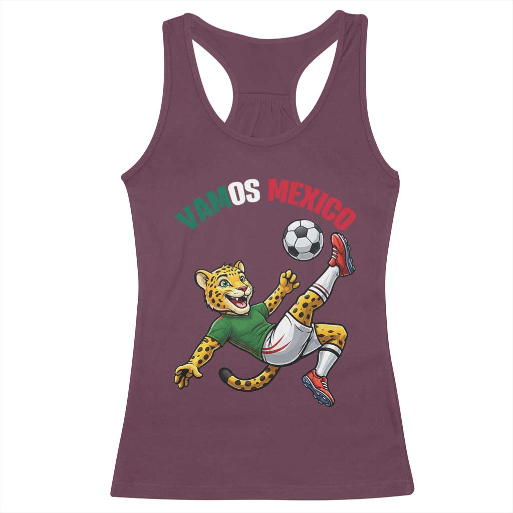 Vamos Mexico Fierce Leopard Soccer 2026 Racerback Tank Top Mexican Fan Gift TS12 Maroon Print Your Wear