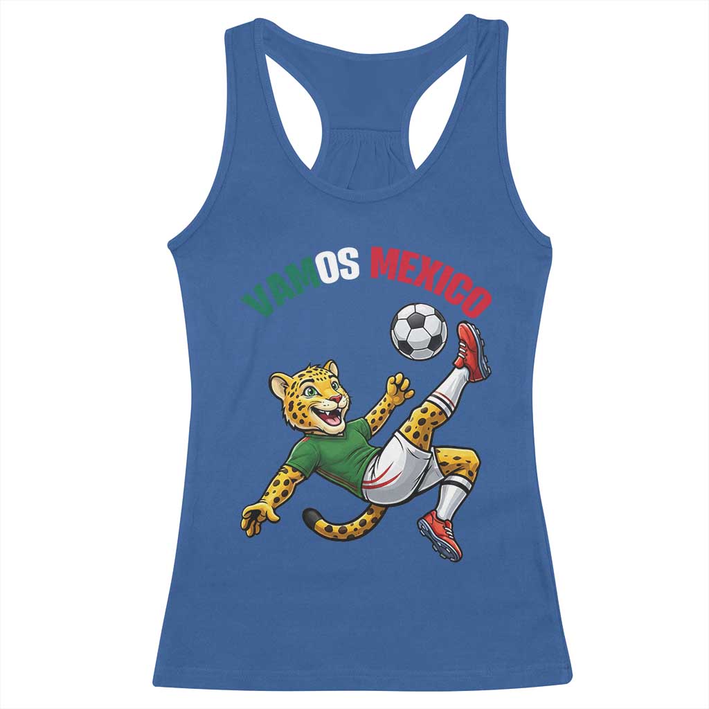 Vamos Mexico Fierce Leopard Soccer 2026 Racerback Tank Top Mexican Fan Gift TS12 Royal Blue Print Your Wear