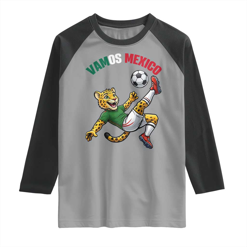 Vamos Mexico Fierce Leopard Soccer 2026 Raglan Shirt Mexican Fan Gift TS12 Sport Gray Black Print Your Wear