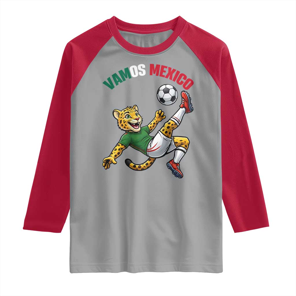Vamos Mexico Fierce Leopard Soccer 2026 Raglan Shirt Mexican Fan Gift TS12 Sport Gray Red Print Your Wear