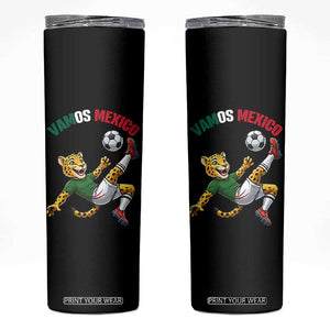 Vamos Mexico Fierce Leopard Soccer 2026 Skinny Tumbler Mexican Fan Gift TS12 Black Print Your Wear