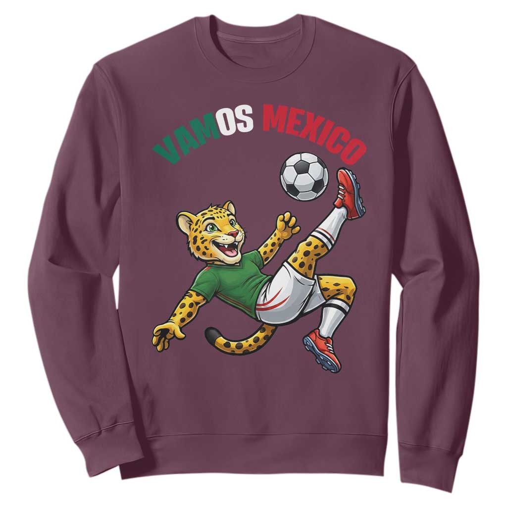 Vamos Mexico Fierce Leopard Soccer 2026 Sweatshirt Mexican Fan Gift TS12 Maroon Print Your Wear