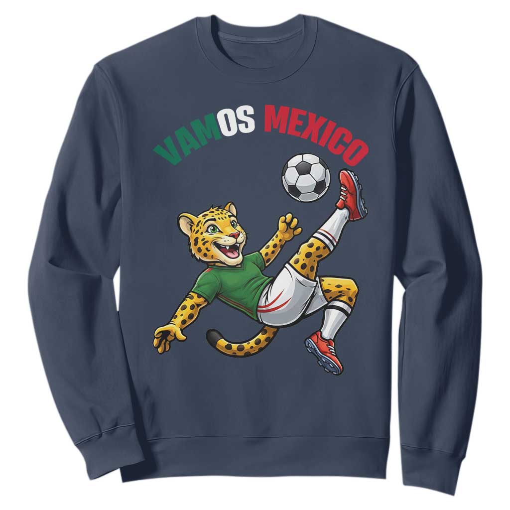 Vamos Mexico Fierce Leopard Soccer 2026 Sweatshirt Mexican Fan Gift TS12 Navy Print Your Wear